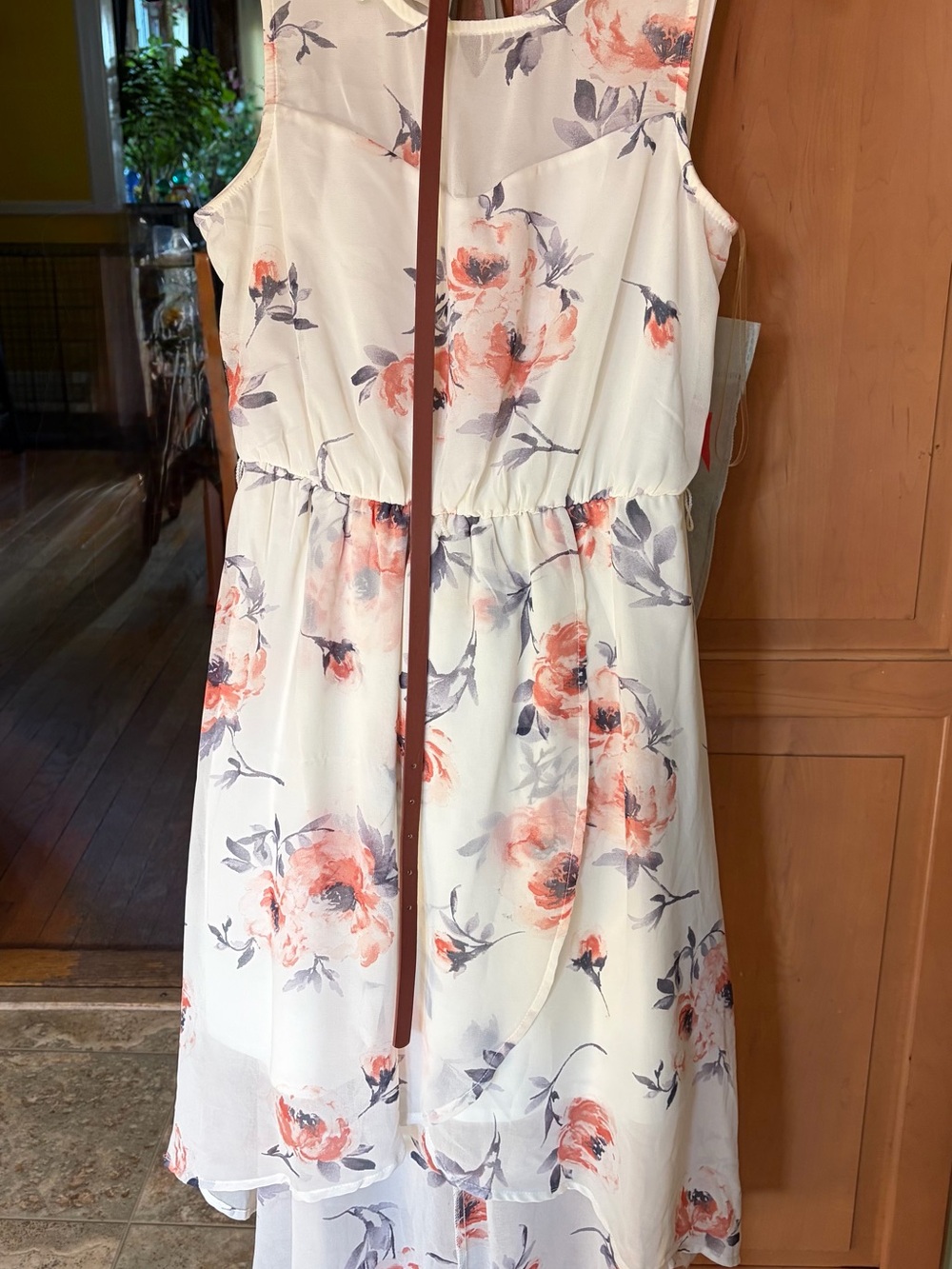 Floral White & Coral Women’s/Juniors Dress